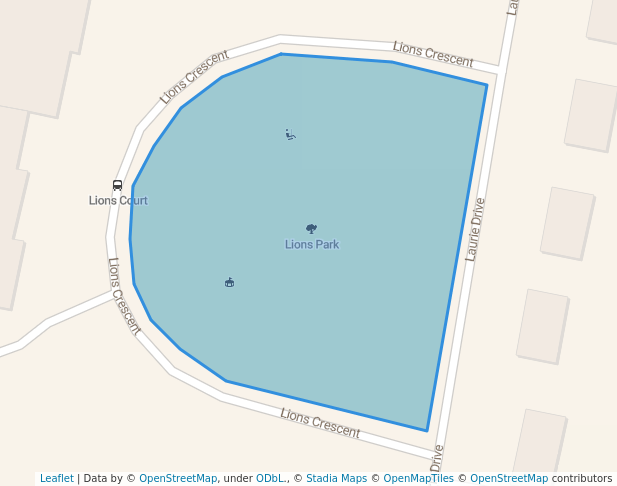 walking in Lions Park map in Charlottetown