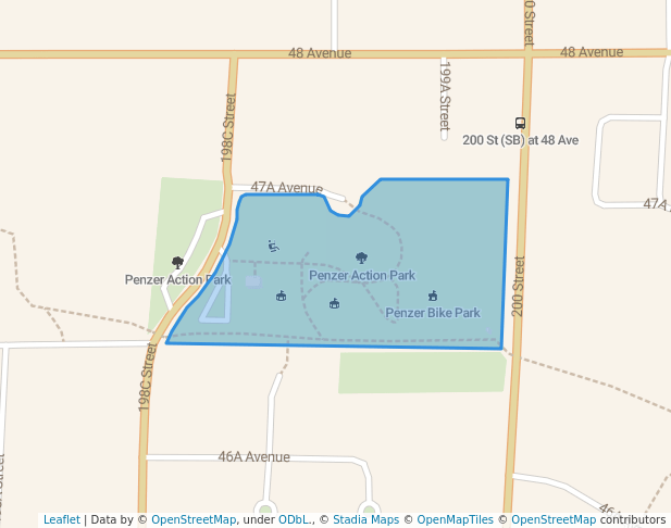 walking in Penzer Action Park map in Langley