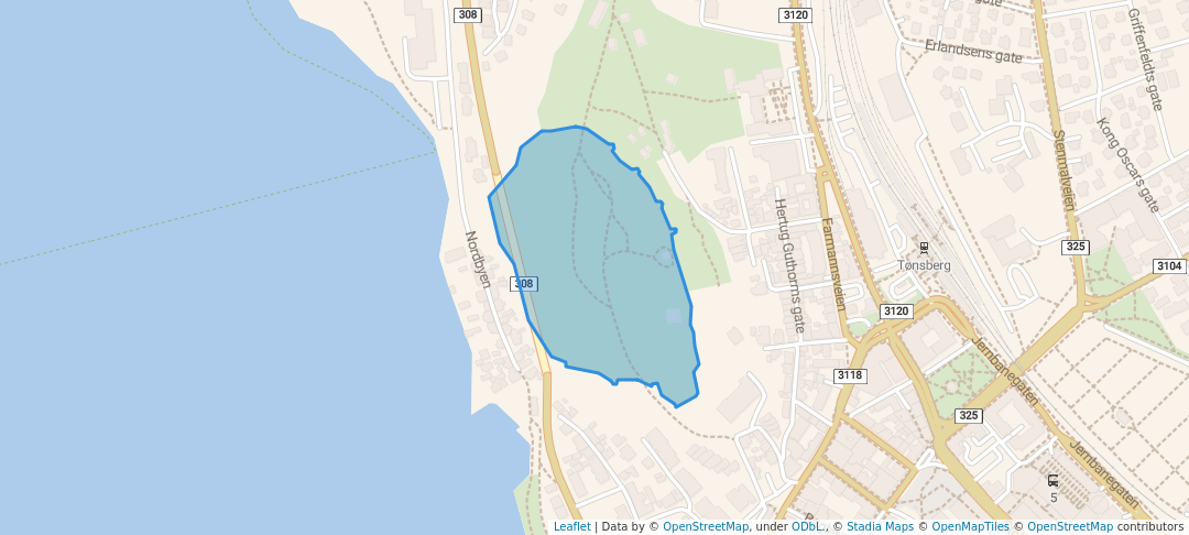 walking in Slottsfjellet map in Tønsberg