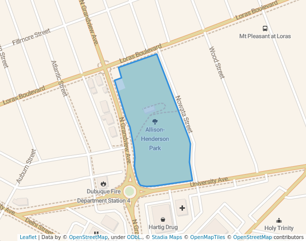 walking in Allison-Henderson Park map in Dubuque