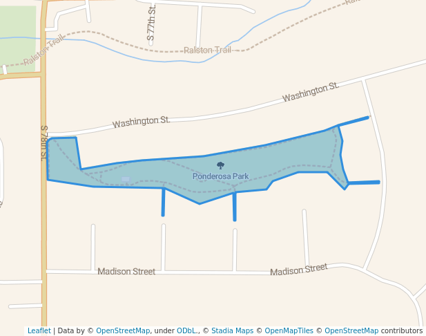 walking in Ponderosa Park map in Ralston