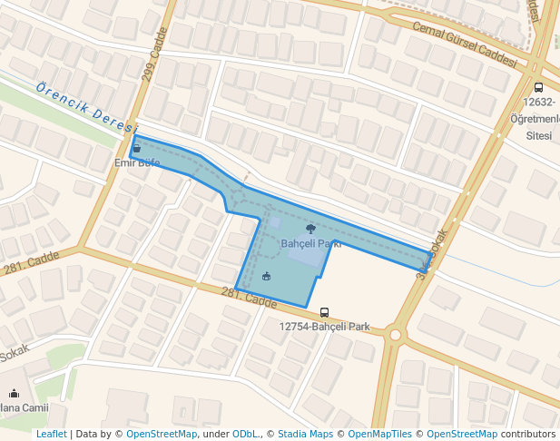 walking in Bahçeli Parkı map in Gölbaşı