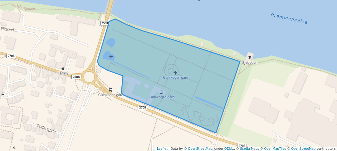 walking in Gulskogen gård map in Drammen