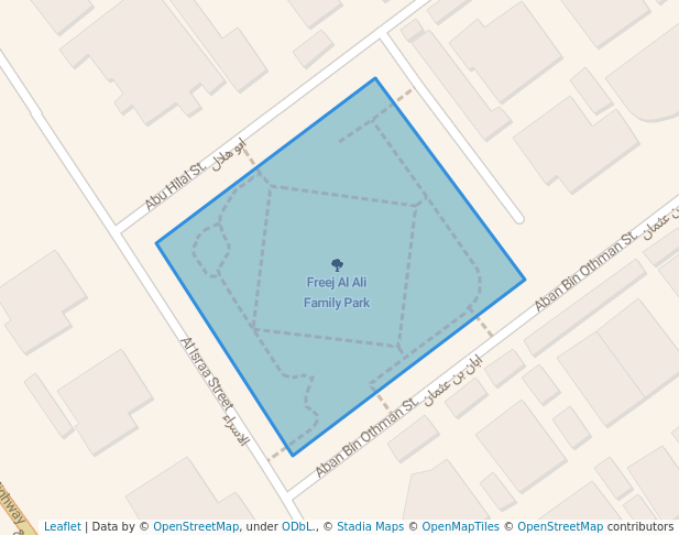 walking in Freej Al Ali Family Park map in Doha