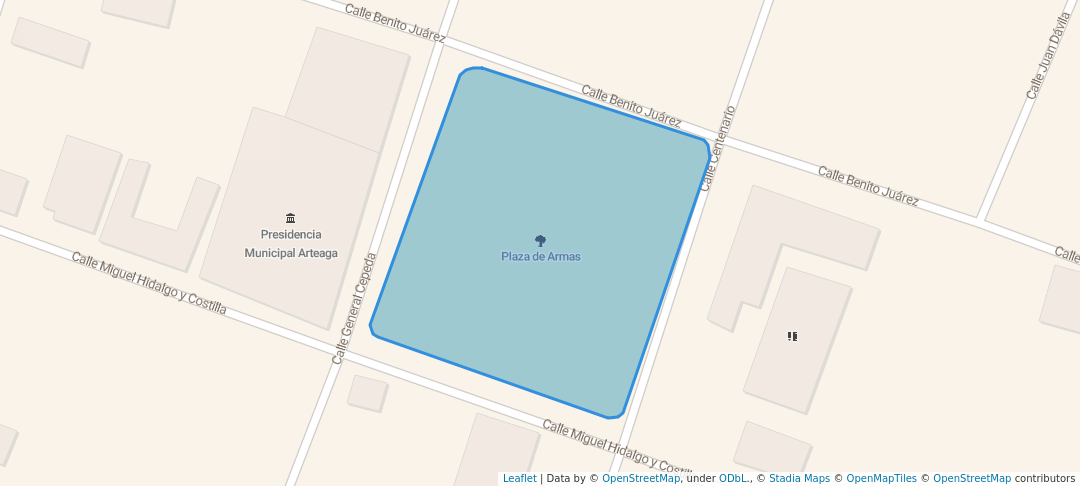 walking in Plaza de Armas map in Arteaga