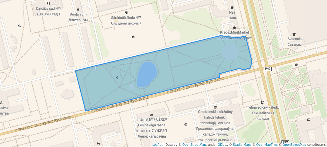 walking in Сквер Памяти Воинов-Афганцев map in Grodno