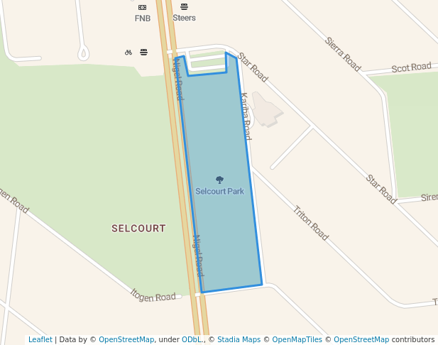 walking in Selcourt Park map in Springs