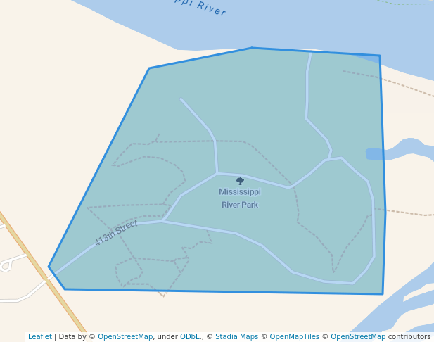 walking in Mississippi River Park map in Rice