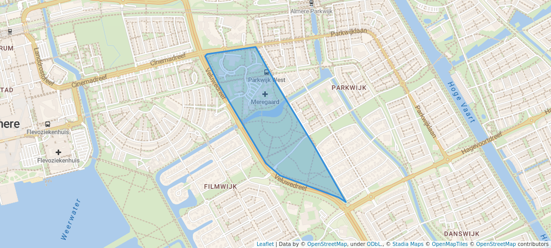 walking in Ebenezer Howardpark map in Almere