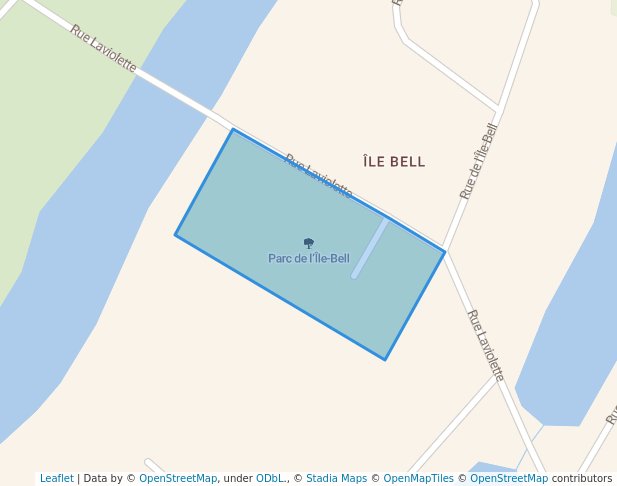 walking in Parc de l’Île-Bell map in Mont-Laurier