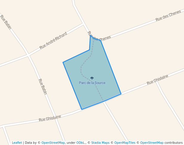 walking in Parc de la Source map in Mirabel