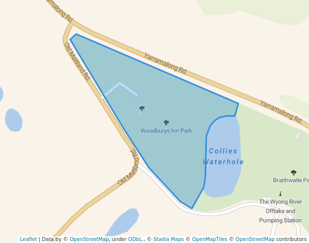 walking in Woodburys Inn Park map in Mardi