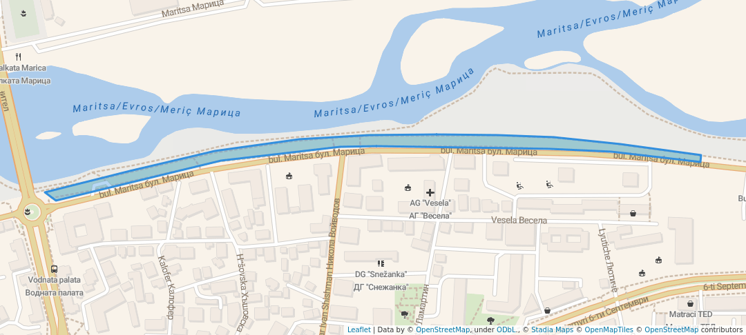 walking in Maritsa map in Plovdiv
