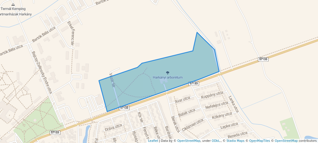 walking in Harkányi arborétum map in Harkány