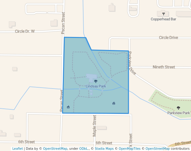 walking in Lindsay Park map in Lindsay