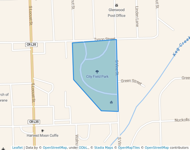 walking in City Field Park map in Glenwood