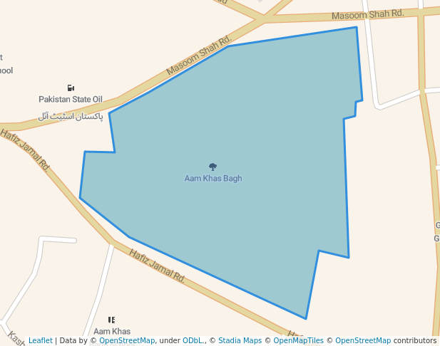 walking in Aam Khas Bagh map in Multan