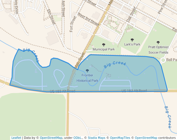 walking in Frontier Historical Park map in Hays