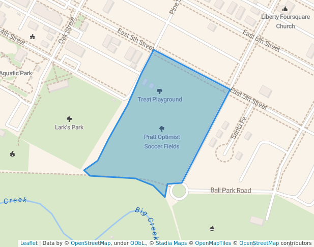 walking in Pratt Optimist Soccer Fields map in Hays