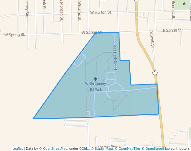 walking in Wells County 4H Park map in Bluffton