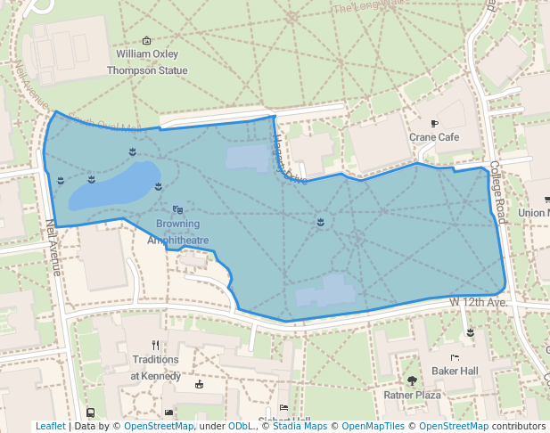 walking in South Oval map in Columbus