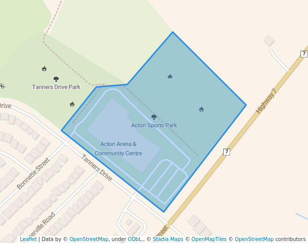 walking in Acton Sports Park map in Acton