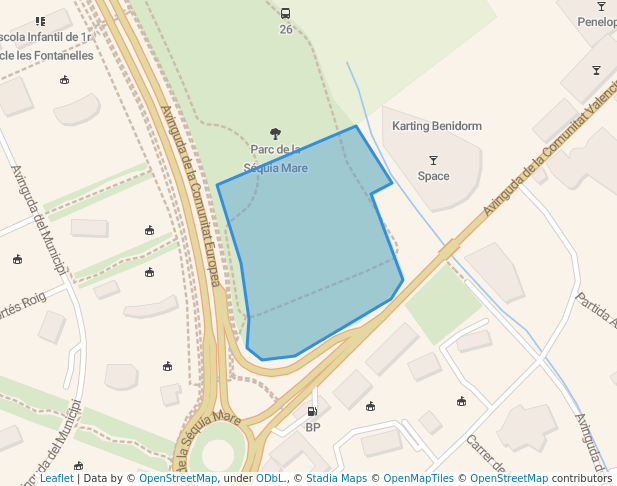 walking in Parc de la Séquia Mare map in Benidorm