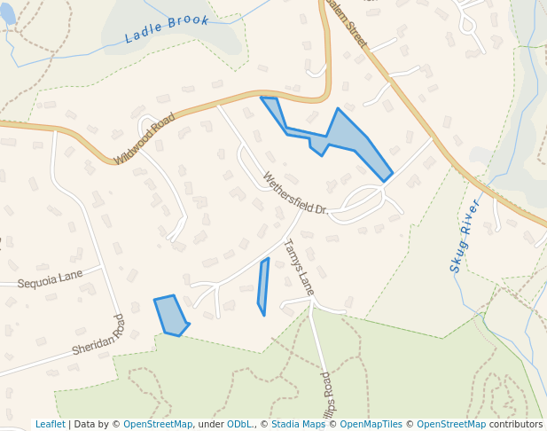 walking in Wethersfield Green Area map in Andover