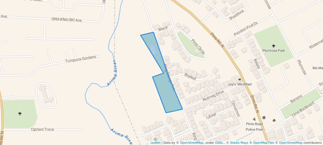 walking in King Orange Park map in Arima