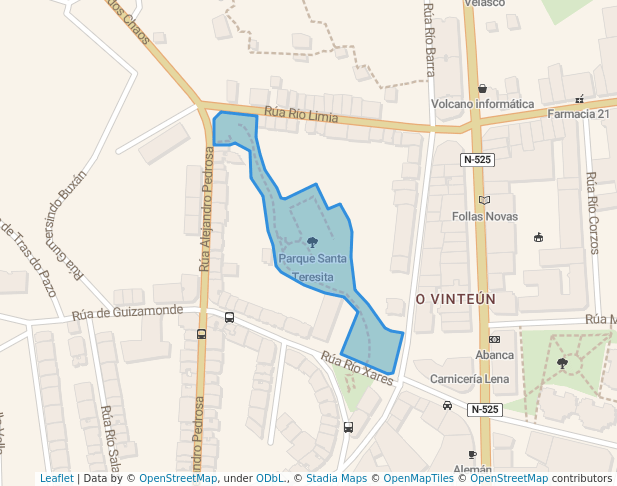 walking in Parque Santa Teresita map in Ourense