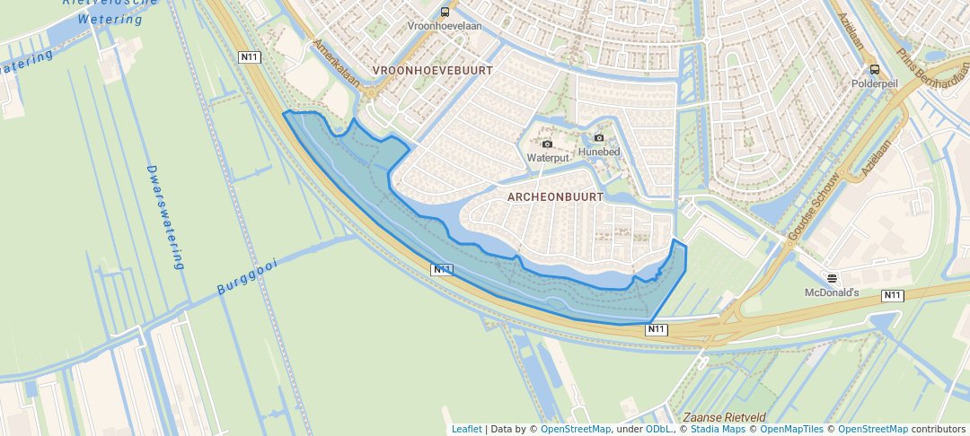 walking in Park Burggooise Plassen map in Alphen aan den Rijn