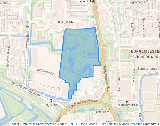 walking in Bospark map in Alphen aan den Rijn