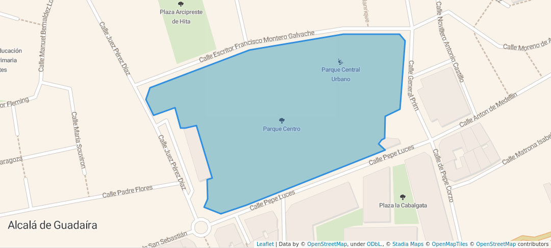 walking in Parque Centro map in Alcalá de Guadaíra