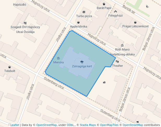 walking in Zsinagóga kert map in Szeged