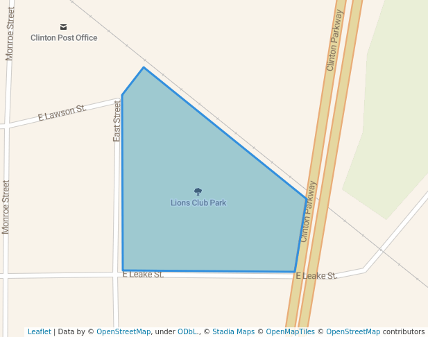 walking in Lions Club Park map in Clinton