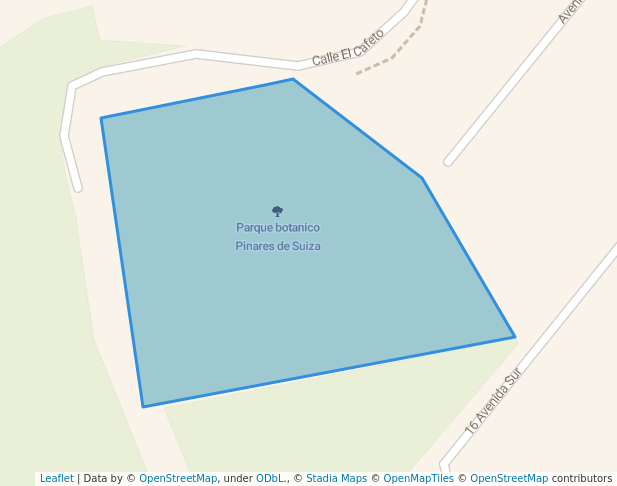 walking in Parque botanico Pinares de Suiza map in Santa Tecla