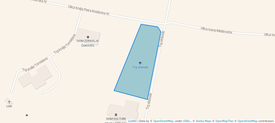 walking in Trg slobode map in Prelog