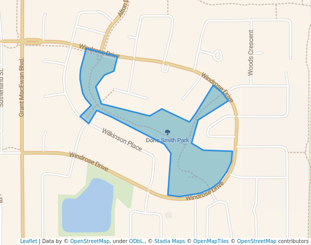 walking in Doris Smith Park map in Leduc
