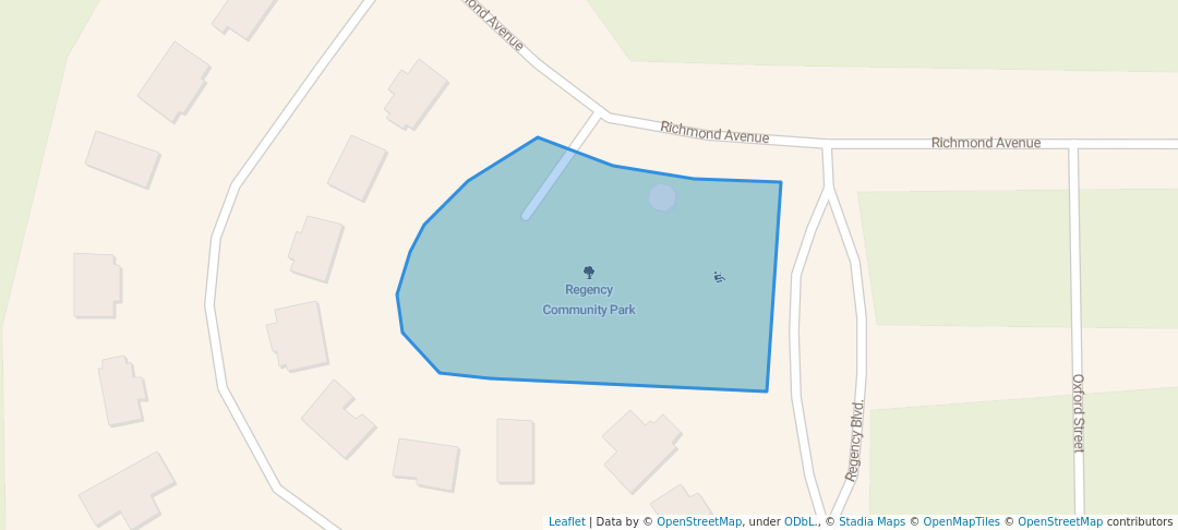 walking in Regency Community Park map in Freeport