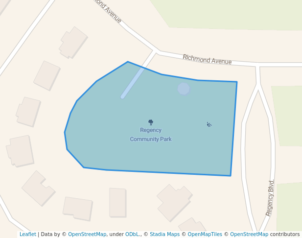 walking in Regency Community Park map in Freeport