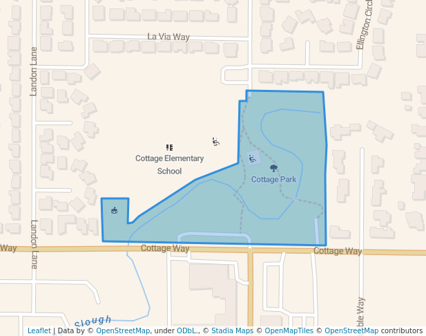 walking in Cottage Park map in Sacramento