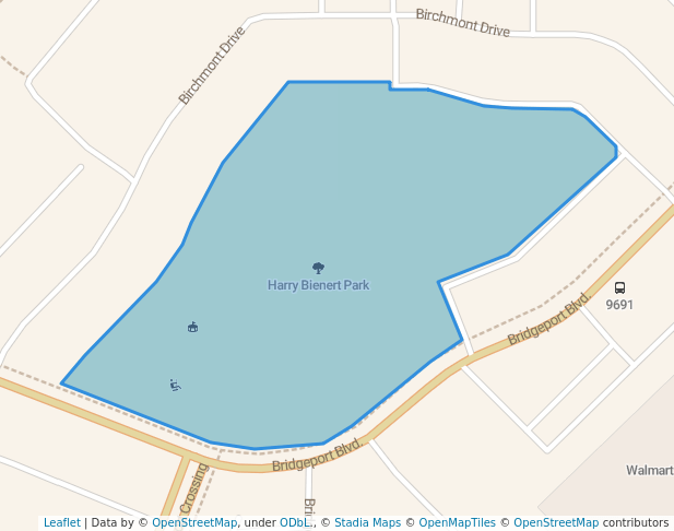 walking in Harry Bienert Park map in Leduc