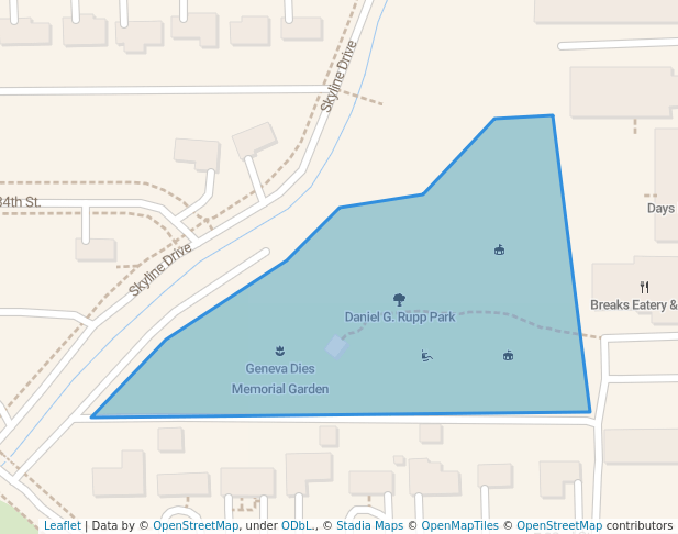 walking in Daniel G. Rupp Park map in Hays