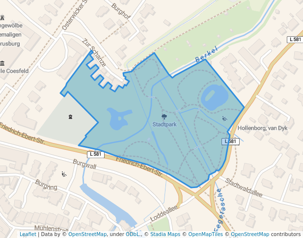 walking in Stadtpark map in Coesfeld