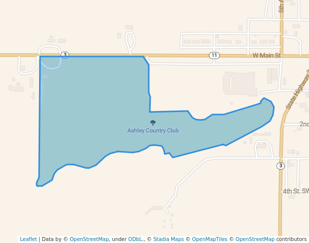 walking in Ashley Country Club map in Ashley