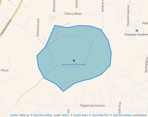 walking in Kleinstuck Preserve map in Kalamazoo