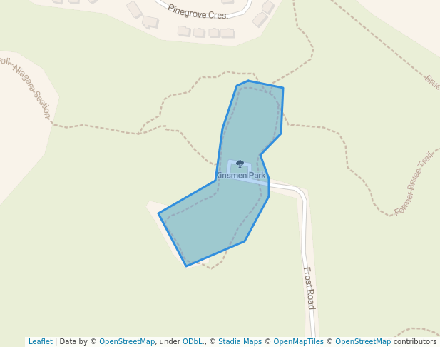 walking in Kinsmen Park map in Lincoln
