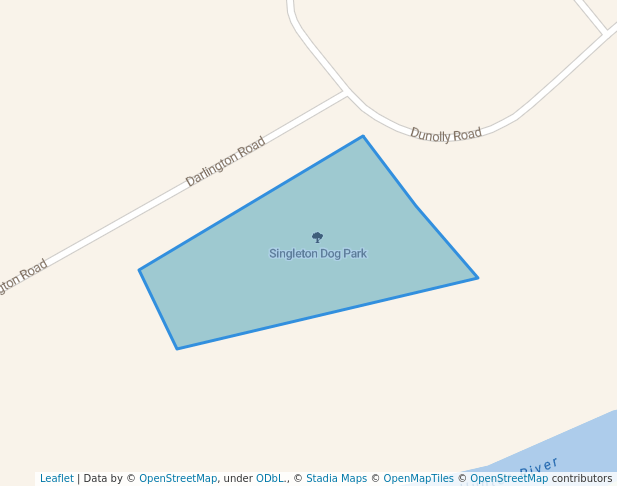 walking in Singleton Dog Park map in Darlington