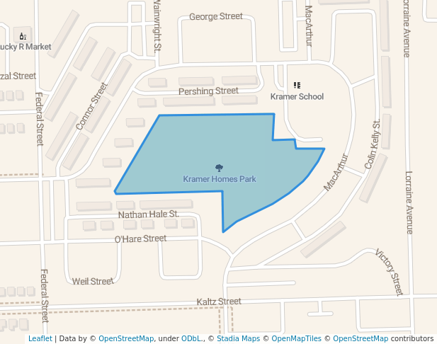 walking in Kramer Homes Park map in Center Line