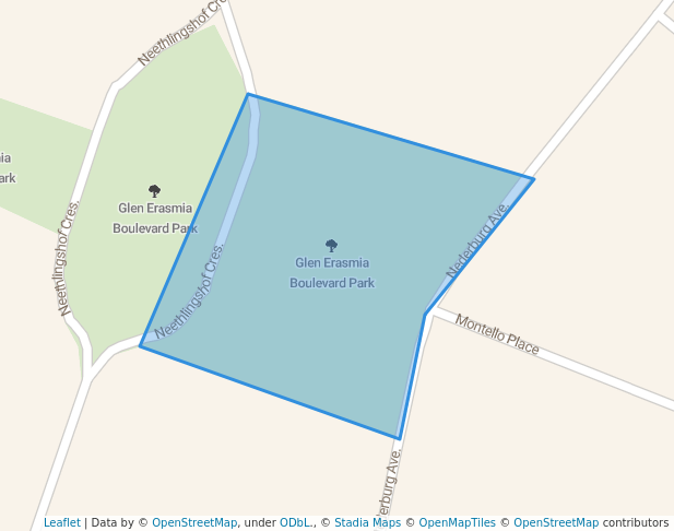 walking in Glen Erasmia Boulevard Park map in Kempton Park